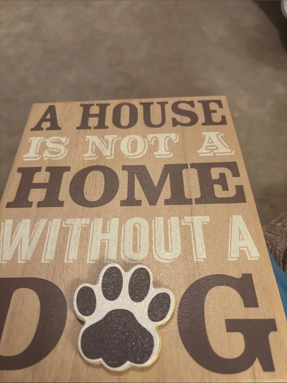 Dog Paw Wall Art Sign - Neutral Brown 